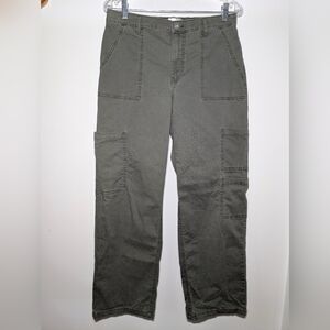 No Boundaries Juniors LG 11-13 Mid Rise Wide Leg Olive Green Cargo Pants Stretch